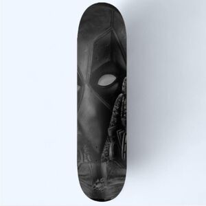 Deadpool Black and Gray Graphic Skateboard Deck or Wall Decal Custom Art